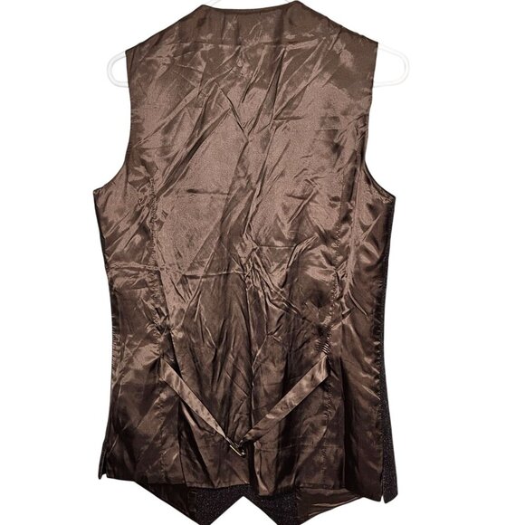 Studio Suits Custom Made Brown Tweed Vest Button Closure Adjustable Back Strap S - Picture 2 of 10